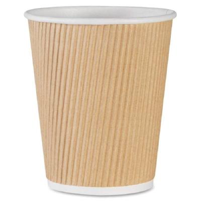 China Amazon Hot Sale 12oz Disposable Kraft Ripple Wallpaper Cup With Lids for sale