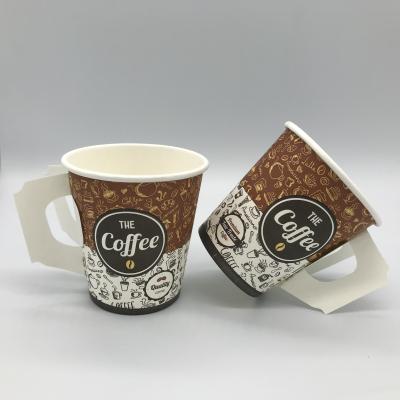 China Disposable High Quality 7oz Paper Coffee Cup With Handle For Hot Drinks for sale