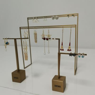 China Hot Selling Metal 2 Tier Jewelry Organizer Tiered Tabletop Free Stand Necklace Hanging Jewelry Display Set Rack DJ0509 for sale