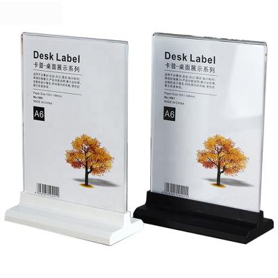 China Advertising Clear Acrylic Table Menu Rack Display Sign Business Card Holder for sale