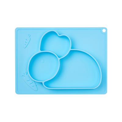 China Customized Design 8080 Rabbit Shape Kids Silicone Pad Baby Portable Dinner Dishes for sale