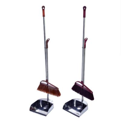 China Home Household Holding Windproof Plastic Long Handle Broom Dustpan Set for sale