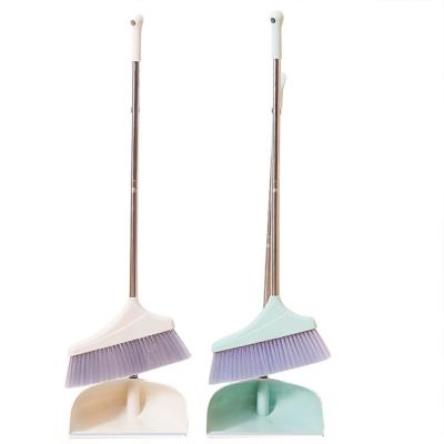 China Home Wholesale Custom Stainless Steel Rod Printed Broom With Dustpan Colorful Design for sale