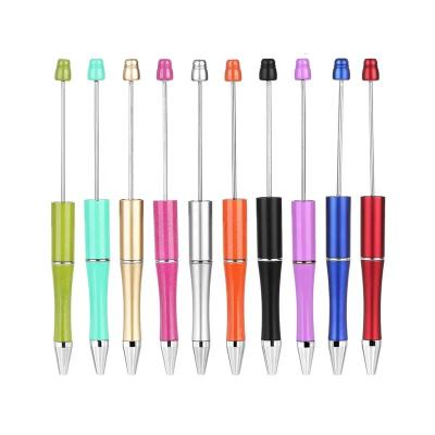 China Commonly Writing Wholesale Creative Plastic Beaded Pen Ballpoint Pen Printable Beadable DIY Gift For Student Office Supplies for sale