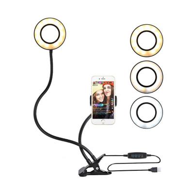 China Tiktok Beauty Glow Dimmable Adjustable Clip Type LED Selfie Ring Light Lamp with Adjustable Ringlight Phone Holder for Live Broadcast for sale