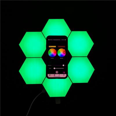 China Smart Night Light Lamp APP Mobile Phone Control RGB Sensor Magnetic Hexagon LED Light Module Quantum Honeycomb Wall Light Module Home Wall Light for sale