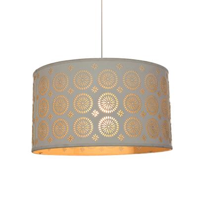 China Modern Attractive Teal Blue Round Lining Fabric Cut Holes Metal Light Shade for sale