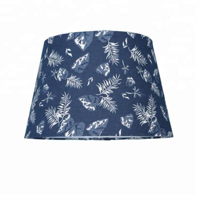 China Modern Oriental Printed Navy Blue Pattern Barrel Fabric Lampshade for sale