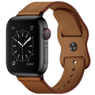 China Top Grain Leather Watch Band Genuine Leather Watch Band For Apple Series 3 4 5 6 Se Watch Straps for sale