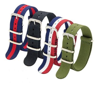 China Bulk Custom Logo NATO Watch Strap Luxury Striped Replacement Nylon Adjustable Strap Length for sale