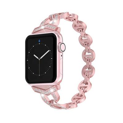 China With Elegant Rhinestone Women Girl Bling Metal Rhinestone Watch Band For Apple Watch Belts for sale