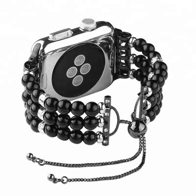 China Elastic Stretch Jewelry Watch Bands 2019 New Arrival Fashion Women's Girls Faux Pearl Jewelry Handmade Watch Band For Apple Watch for sale