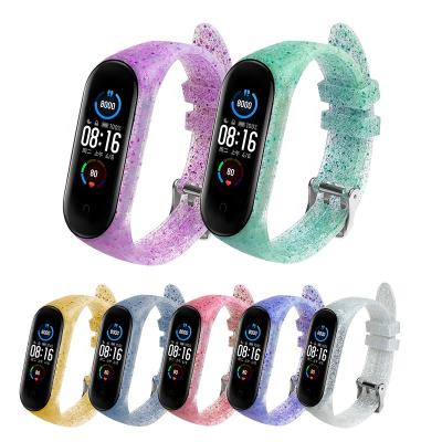 China Non-Specific Glitter Wristband Smart Watch Silicone Soft Strap For Xiaomi MI Band 5 4 3 NFC Wristband for sale