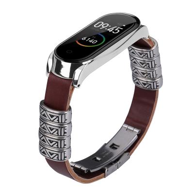 China Leisure Watch Bands Leather Wrist Strap For Xiaomi Miband 3 For Xiaomi MI Band 4 Strap for sale