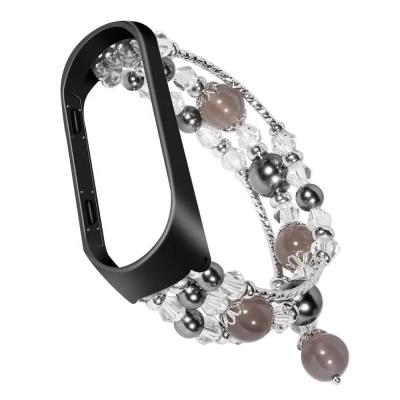 China Elastic Stretch Belt Strap Climber Trendybay Fashion Handmade Faux Pearl Beads Jewelry Bracelet Strap For Xiaomi MI Band 4/3 6/5 for sale