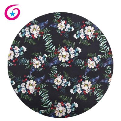 China Waterproof Black Flower Woven Polyester Digital Printed Fabric for sale