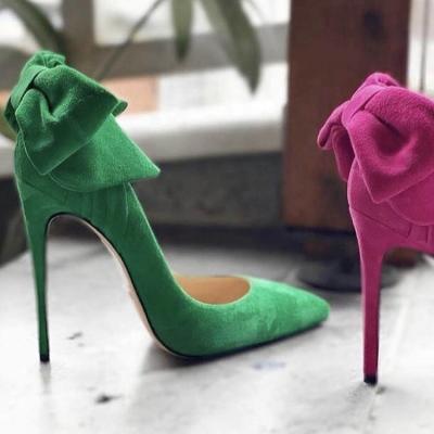 China Factory Wholesale Faux Suede Bow Tie Waterproof And Super High Heel Customization Pumps For Women for sale