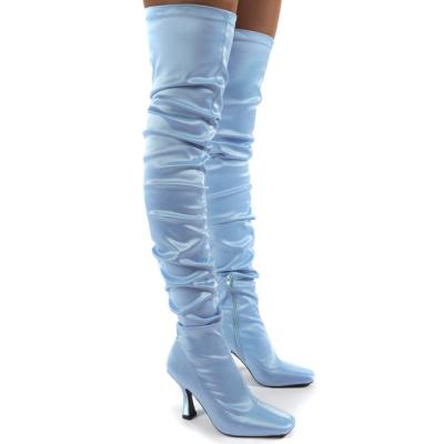 China New Breathable Over The Knee Boots Heeling Women's Stiletto Long Stretch Boots Shoes for sale