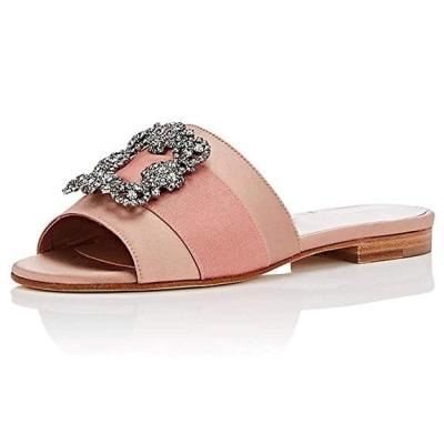 China Hot Women's Rhinestone Deodorization Summer Flat Sandals Bling Diamond Slides Slippers For Ladies for sale