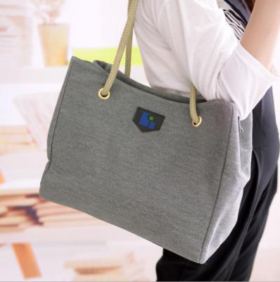 China Grey Canvas Handbags European Style , Black Linen Messenger Bags For Women for sale