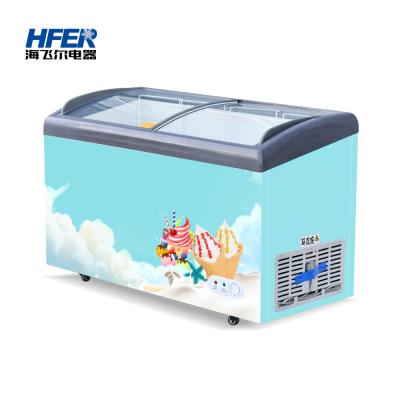 China Single-temperature china cheap price glass cabinet display 300L chest ice cream commercial freezer for sale for sale