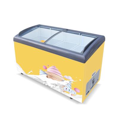 China Single-temperature savings electricity ice cream freezer storage air cooling refrigerator with glass door for sale