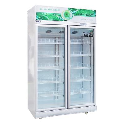 China New Single-temperature List 1000L Air Cooling Door Refrigerator Showcase Upright Glass Beverage Coolers for sale