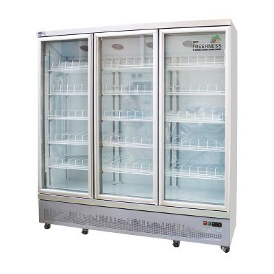 China Single-temperature Factory Outlet Air Cooling 1500L Large Display Freezer Fridge Glass Faster Door for sale