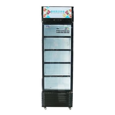 China Single-temperature Freezer 327L Display Hot Selling Direct Cooling Vertical Used Cold Drink Fridge Single Door for sale