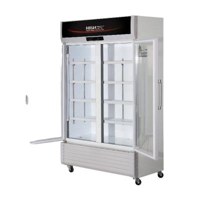 China Hot Sale Supermarket Freezer Commercial Refrigerator Single-temperature Double Door Glass Display Drinks For Sale for sale