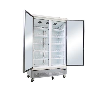 China New Listing 1000L Single-temperature Air Cooling French Door Refrigerator Glass Refrigeration Equipment With Brand Compressor for sale