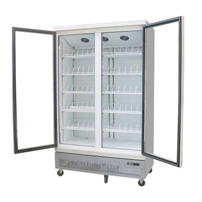 China Single-temperature 1000L factory outlet air cooling soft drink display refrigerator with brand compressor Te koop