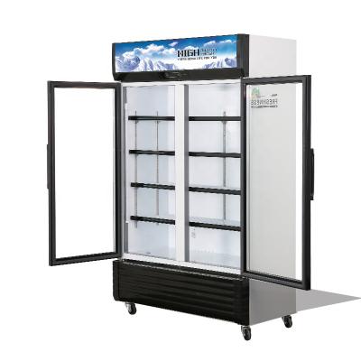 China Multi-Functional Electricity Straight Glass Door Showcase Beer Mini Single-temperature Saving Freezer For Supermarket for sale