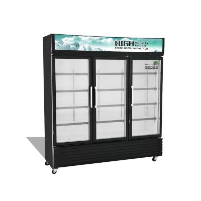 China Single-temperature Upright Freezer Air Cooled Glass Water Cooler Fridge Door Display Fridge For Supermarket en venta