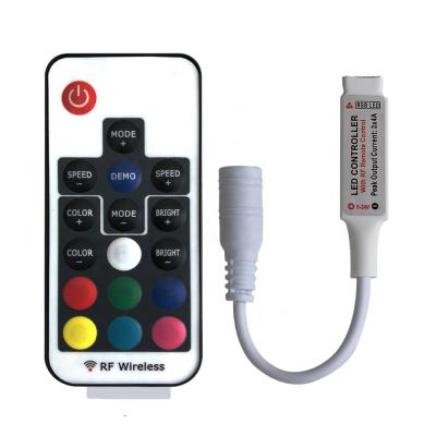 China RGB Led Strip Lighting Controller Dimmer DC 5V-24V 12A 17 Keys Radio Mini RF RGB LED Remote Control For Changing LED Strip Lights for sale