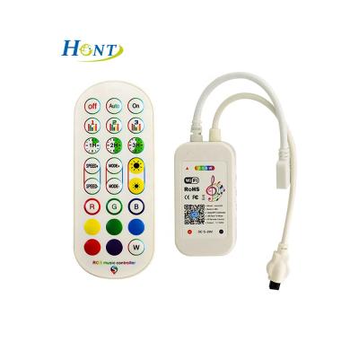 China Smart Led Strip Lighting Tuya App Phone Control RGBW Led Strip Line Lights 24 Keys Voice Dimmer Remote WiFi Controller LED Colorful Switch for sale