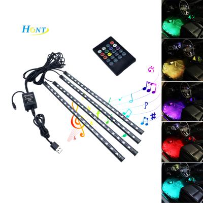 China Waterproof 5V RGB 12V SMD 5050 1 2 4 20 Music Sound Sync Car Key Remote Control Interior Led Strip Line Light For Atmosphere 9 inch for sale