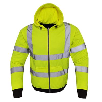 China 2021 OEM EN20471men PK windproof design knitted reflective bomber jacket sweater hoodie men's safety jackets for sale