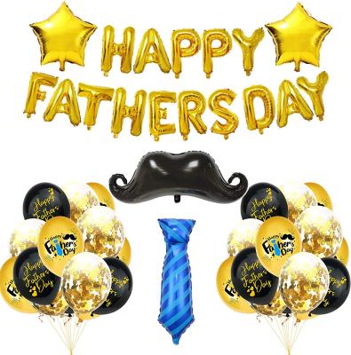 China Black Happy Father's Day Gold Father's Day Nicro Tie Beer Foil Balloon Banner Dad Balloons Photo Booth Bunting Banner for sale