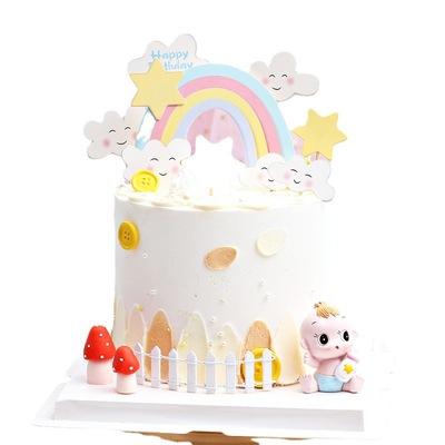 China Birthday Unicorn Flower Star Rainbow Cake Topper For Birthday Party Decorations China Cartoon Happy Nicro for sale