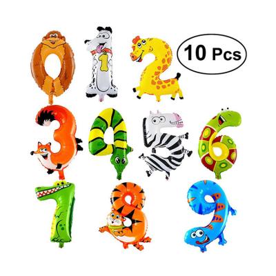 China Custom Cute China Nicro Cartoon Animal Theme Number Letter Shaped Happy Birthday Party Helium Foil Balloon for sale