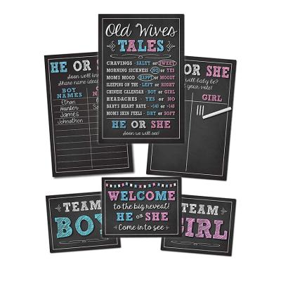 China Nicro 7 Pcs Indoor Baby Gender Reveal Games Set Included 3 Games Poster, Chalk Marker, 3 Signs for sale