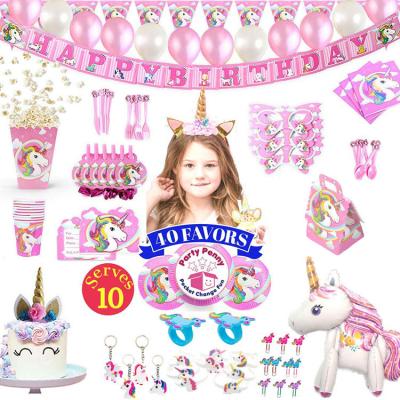 China Indoor Nicro Serve 10 Unicorn Party Supplies Kit With Hat Headband for sale