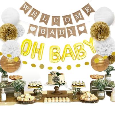 China Paper Gender Neutral Gold Nicro White Baby Shower Decorations Baby Shower Oh for sale