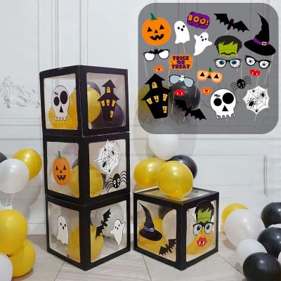 China Nicro Halloween Party Indoor Custom Balloon Boxes Sticker Creative Surprise Transparent Balloon Box With Halloween Party Decoration for sale