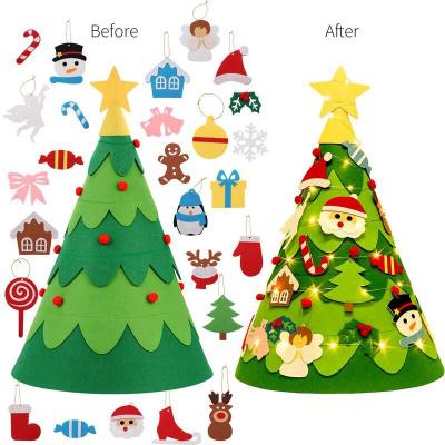 China Nicro Christmas Indoor Decoration Supplies DIY Felt Christmas Tree Set LED Light Navidad Arbol Christmas Tree Decoration for sale