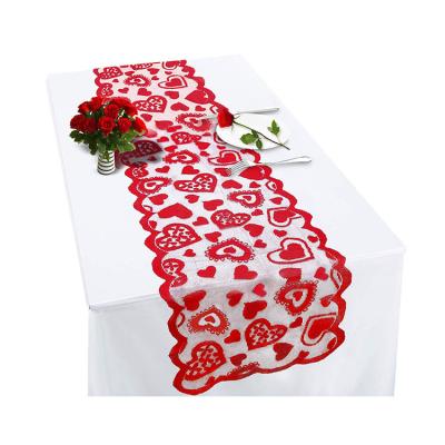 China Red Lace Indoor Love Party Mother's Day Mother's Day Thanksgiving Wedding Home San Saint Valentines Valentines Table Runner for sale