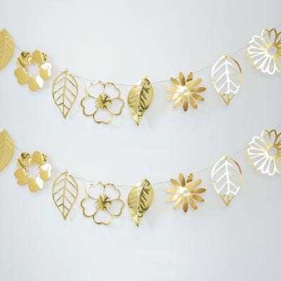 China Japan Nicro 3D Gold Custom Flower Circle Anniversary Art Flower Paper Banner Set Wedding Garland For Decoration for sale