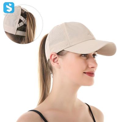 China COMMON Customize Breathable Sports Hats Mesh Hat Running Baseball Cap For Ponytail for sale