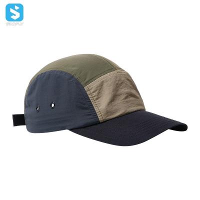 China COMMON Custom Logo Cap Color Block Flat Hats Breathable Snapback Baseball Cap For Men Outdoor Sports for sale